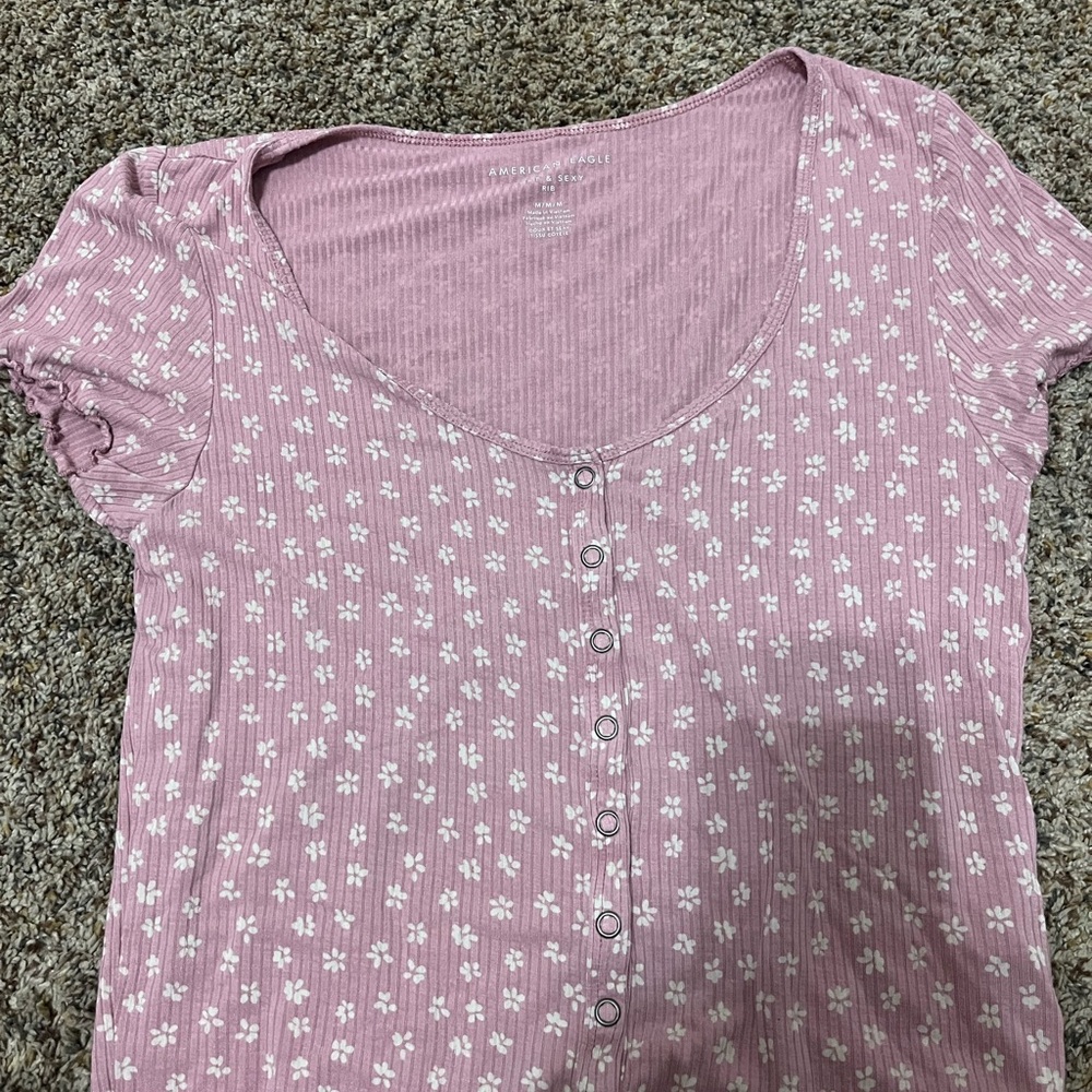 Floral Pink Button-Up Women's Top
